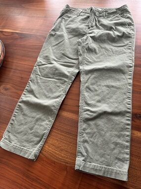 LOFT Army Green Cropped Chino Pants